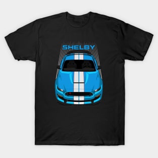 Ford Mustang Shelby GT350R 2015 - 2020 - Grabber Blue - White Stripes T-Shirt